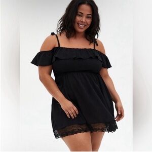 Closet Clear Out - Torrid Mini Ruffle Lace Trim Swim Coverup Dress